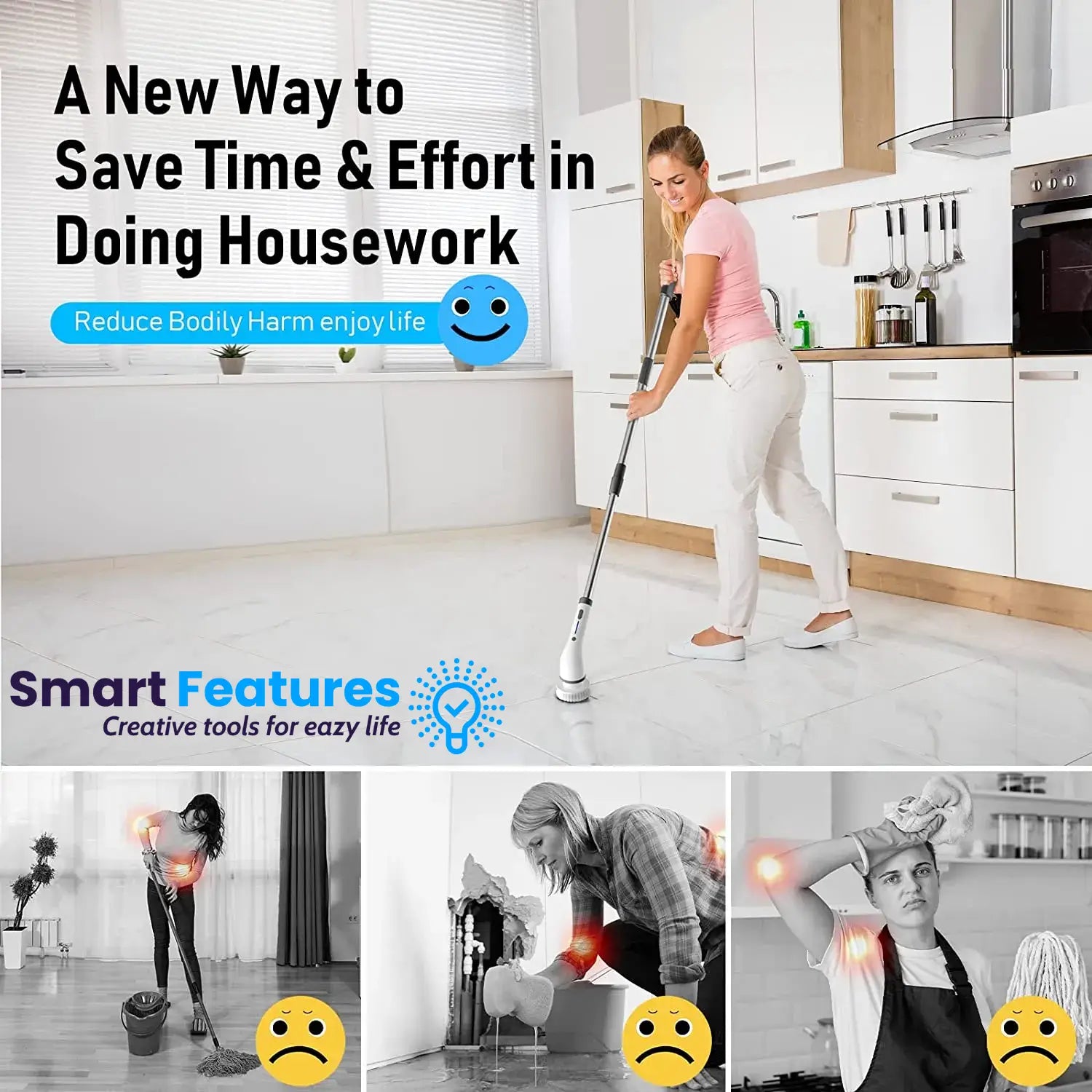 SmartFeatures™ New 8-in-1 Multifunctional Electric Cleaning Brush